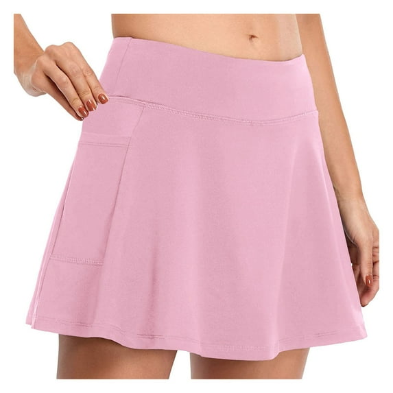 vigerkar Women's Golf Skort Tennis High Waist Lightweight Athletic Casual Skirts Built-in Shorts with 4 Pockets Pink, M