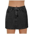 thumbnail image 1 of vigerkar High Stretchy Mini Skort Skirt for Women,Low Waist Denim skirts with Pockets Black, M, 1 of 5