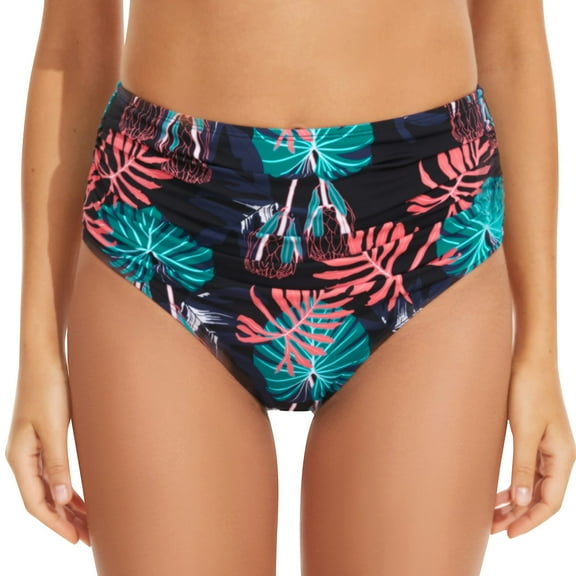 vigerkar High Waisted Bikini Bottom for Women Tummy Control Ruched Bathing Suit Swim Bottom Green, M