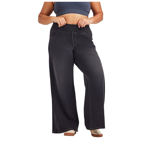 vigerkar High Waisted Wide Leg Jeans for Women, Elasticity Casual Denim Pants with Pockets (GY1, XL)