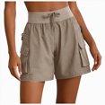 thumbnail image 1 of vigerkar Hiking Shorts Quick Dry Cargo Pockets Elastic Waist Drawstring Outdoor Travel Lightweight Athletic Shorts for Women, High Waisted Durable Performance (Beige, XXL), 1 of 9
