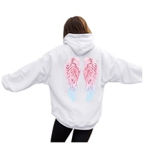 vigerkar Hoodies for Women Oversized Wings Graphic Sweatshirts Fall Fashion Outfits Casual Sweaters Tops Workout Winter Clothes (White, XL)