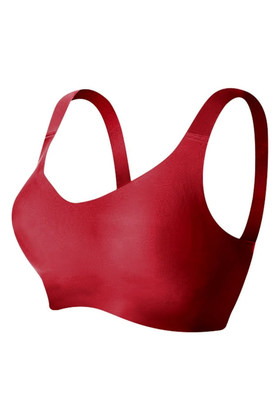 Jacquard Seamless Bras for Women Wire Free Full Coverage Bralettes Ultra Comfort T-Shirt Bra Red, M