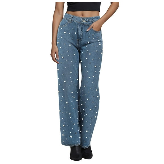 vigerkar Jeans for Women Straight Leg High Waist Stretch Flare Bootcut Denim Pants Blue, S