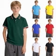 thumbnail image 1 of vigerkar Kids Boys Short Sleeve School Uniform Casual Polo Shirts 1-10 Years (Dark Green, 3-4 Years), 1 of 8