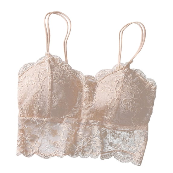 vigerkar Lace Bralette for Women Sexy Bralette V Neck Camisoles Y2k Tank Going Out Slim Cami Crop Top (Khaki, M)