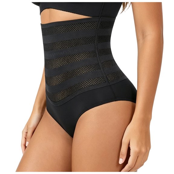 vigerkar Lace Tummy Control Shapewear Panties Women Sexy High Waisted Body Shaper Briefs Underwear Girdle Panty (Black, S)