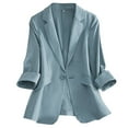 thumbnail image 1 of vigerkar Linen Blazer Women 3/4 Sleeve Lightweight Spring Summer Blazer Jackets Blue, 4XL, 1 of 9