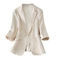 thumbnail image 1 of vigerkar Linen Blazer Women Summer Lightweight Casual One Button Linen Work Jackets Lapel 3/4 Sleeve Blazer for Women Trendy Beige, 3XL, 1 of 9