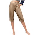 thumbnail image 1 of vigerkar Linen Pants for Women 2025 Casual Elastic Waist Cropped Trouser Fashion Resort Wear Beach Vacation Capris Clothes Khaki, L, 1 of 4