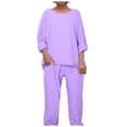thumbnail image 1 of vigerkar Linen Sets for Women 2 Piece Pants Outfits Casual Long Sleeve Shirts Wide Leg Pant Suits Loungewear Pajamas Purple, M, 1 of 5