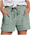 thumbnail image 1 of vigerkar Linen Shorts for Women High Waisted Wide Leg Drawstring Casual Summer Beach Shorts Plus Size Cute Flowy Lounge Shorts Green, 5XL, 1 of 6