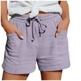 thumbnail image 1 of vigerkar Linen Shorts for Women High Waisted Wide Leg Drawstring Casual Summer Beach Shorts Plus Size Cute Flowy Lounge Shorts Purple, 4XL, 1 of 6