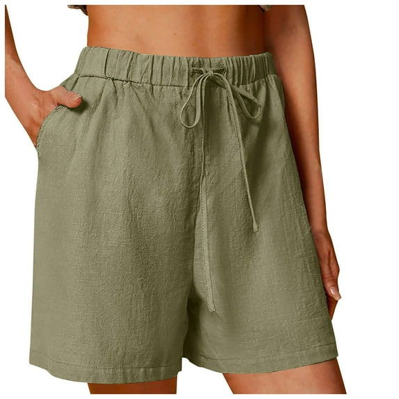 vigerkar Shorts for Women 2025 Trendy Linen Shorts Casual Summer Plus Size Beach Shorts with Pockets Comfy Lounge Shorts AG, M