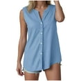 thumbnail image 1 of vigerkar Linen Tank Tops for Women Button Down Sleeveless V Neck Loose Fit Shirts Summer Casual Plus Size Lightweight Blouses Sky Blue, L, 1 of 8