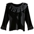 thumbnail image 1 of vigerkar Little Girls Ruffle T Shirt Autumn Princess Girl Blouses Comfortable Spring Tops for 3-9Y (Black, 7-8 Years), 1 of 4