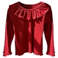 thumbnail image 1 of vigerkar Little Girls Ruffle T Shirt Autumn Princess Girl Blouses Comfortable Spring Tops for 3-9Y (Wine, 6-7 Years), 1 of 4
