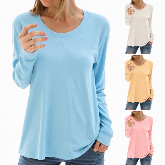 vigerkar Long Sleeve Blouses for Women Knitted Pullover Tunic Tops Shirt Round Neck Casual Lightweight Tunic Top (Khaki, XXL)