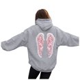 thumbnail image 1 of vigerkar Long Sleeve Wings Graphic Hoodie, Fashion Pullover Hooded Sweatshirt for Women (Light Gray, XXL), 1 of 5