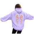 thumbnail image 1 of vigerkar Long Sleeve Wings Graphic Hoodie, Fashion Pullover Hooded Sweatshirt for Women (Purple, M), 1 of 5