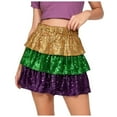 thumbnail image 1 of vigerkar Mardi Gras Skirt Sparkly Carnival Costume Skirts Festival Party Dance Skirts for Women (Gold, XL), 1 of 9