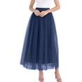 thumbnail image 1 of vigerkar Maxi Skirt Women Tiered Layered Mesh Ballet Prom Party Tulle Tutu A Line Midi Skirt Navy, L, 1 of 4