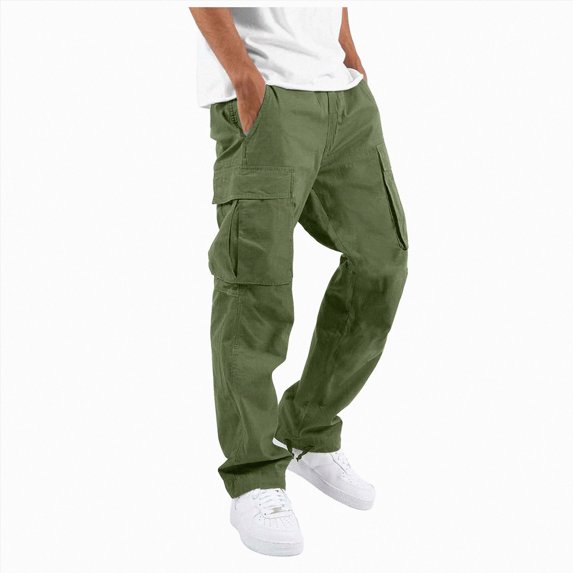 vigerkar Mens Casual Joggers Pants Hiking Drawstring Chino Cargo Pants Straight Leg Pants (Green, 4XL)
