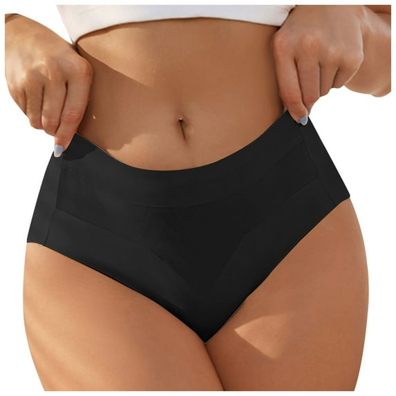 vigerkar Mid Waist Quick Drying Invisible Ice Silk Panties,Ultra Thin Breathable No Marking Underwear, Lifting Elastic Briefs Black, M