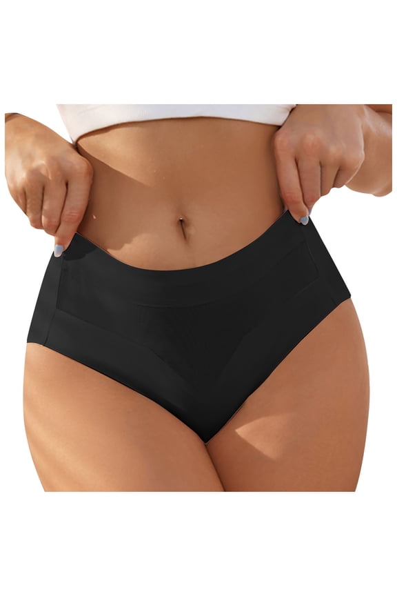 Mid Waist Quick Drying Invisible Ice Silk Panties,Ultra Thin Breathable No Marking Underwear, Lifting Elastic Briefs Black, XL