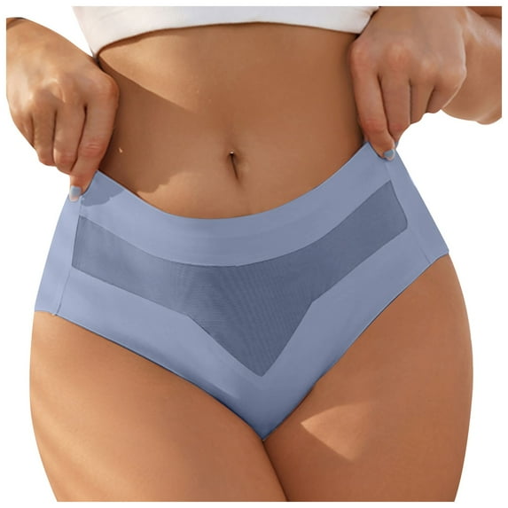 vigerkar Mid Waist Quick Drying Invisible Ice Silk Panties,Ultra Thin Breathable No Marking Underwear, Lifting Elastic Briefs Light Blue, S