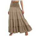 thumbnail image 1 of vigerkar Midi Skirt Women’s Elastic High Waist Boho Maxi Skirts Ruffle A Line Swing Skirts Khaki, M, 1 of 4