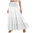 thumbnail image 1 of vigerkar Midi Skirt Women’s Elastic High Waist Boho Maxi Skirts Ruffle A Line Swing Skirts White, L, 1 of 4