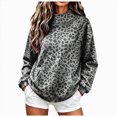 thumbnail image 1 of vigerkar Mock Neck Sweatshirt Women, Oversized Long Sleeve Leopard Pullover, with Pocket Drop Shoulder Fashion Streetwear Casual Teacher Outfit (Dark Gray, XXL), 1 of 7