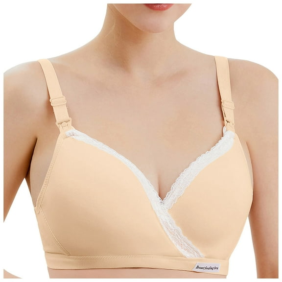 vigerkar Nursing Bras for Big Busted Women, Maternity Nursing & Maternity Bras, Cotton Nursing Bras Beige, S(34/75)