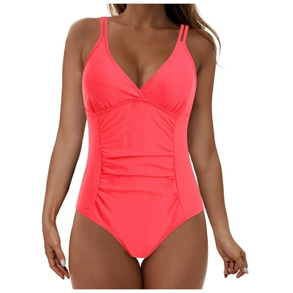 vigerkar One Piece Swimsuits for Women Tummy Control Bathing Suits Sexy Criss Cross Back Quick Dry Swimwear Watermelon Red, M
