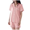 thumbnail image 1 of vigerkar Pajama Set for Women 2 Piece Lounge Set Short Sleeve Tops and Shorts Soft Sleepwear, Chest Pocket Pink, L, 1 of 5