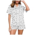 thumbnail image 1 of vigerkar Pajama Sets For Women 2 Piece PJ Sets Short Sleeve Lounge Set Fashion Sleepwear White, XL, 1 of 6