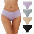 thumbnail image 1 of vigerkar Panties for Women Seamless Thong No Show Panty Liners Workout Underwear (Light Purple, XL), 1 of 5