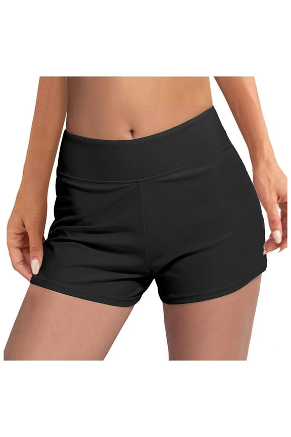Period Swimwear Menstrual Leakproof Swim Shorts Quick Dry 3" High Waisted Bathing Suit Bottoms for Womens Black, L