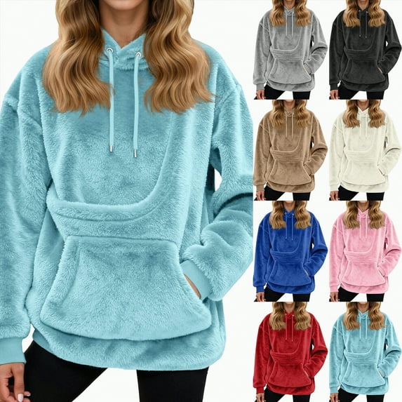 vigerkar Pet Carrier Hoodie Cat Dog Pouch Holder Sweatshirt Large Pocket Fleece Oversized Pullover Top for Women (Beige, M)