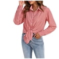 thumbnail image 1 of vigerkar Plaid Shirts for Women Button Down Shirt Lapel Long Sleeve Blouses Dressy Casual Gingham Tops (Red, S), 1 of 5