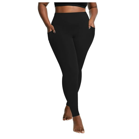vigerkar Plus Size Leggings with Pockets for Women, High Waist Workout Tummy Control Yoga Pants 2025 Black, 3XL