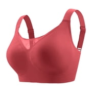 vigerkar Plus Size Wireless Bras for Women ,Extremely Comfortable Seamless Bra Mesh Bralettes Adjustable Straps Everyday Bra Red, M