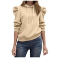 thumbnail image 1 of vigerkar Puff Sleeve Sweatshirt Women Casual Long Latern Sleeve Drawstring Hooded Pullover (Beige, M), 1 of 5