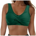 thumbnail image 1 of vigerkar Push Up Bikini Tops for Women Summer Swim Top Swimsuit Sexy V Neck Bikini Bathing Suit Top Only Dark Green, XXL, 1 of 9