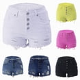 thumbnail image 1 of vigerkar Ripped Jean Shorts for Women Mid Rise Frayed Raw Hem Stretchy Denim Shorts (Pink, S), 1 of 6