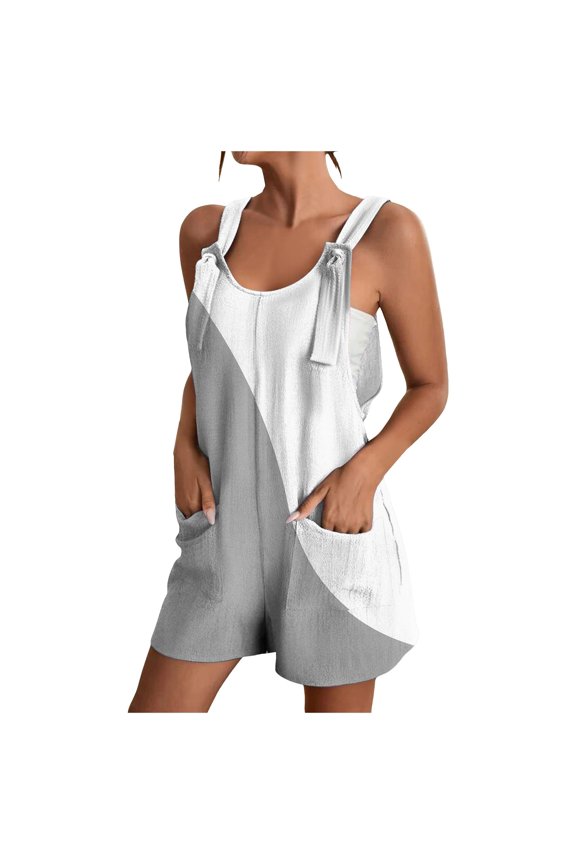 Rompers for Women 2025 Summer Casual Loose Comfort Jumpsuits Adjustable Shoulder Straps Shorts Overalls with Pockets Grey, XXL