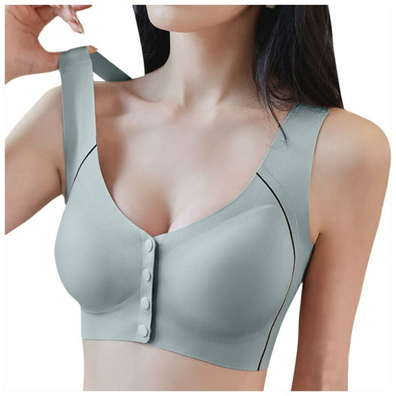vigerkar Seamless Bra Full Coverage Front Closure Bras For Women No Underwire Surgical Bra Green, 6XL
