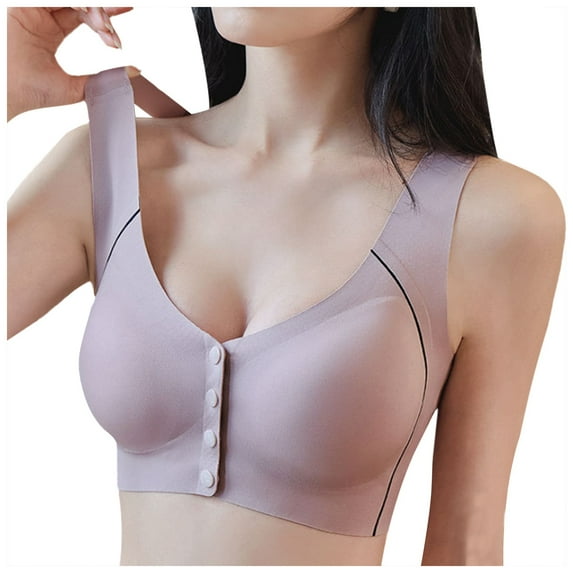 vigerkar Seamless Bra Full Coverage Front Closure Bras For Women No Underwire Surgical Bra Light Pink, 6XL