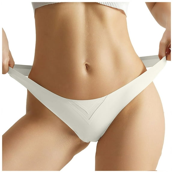 vigerkar Seamless Thong for Women Breathable Comfort Cotton Underwear Low Waisted Bikini Knickers White, S